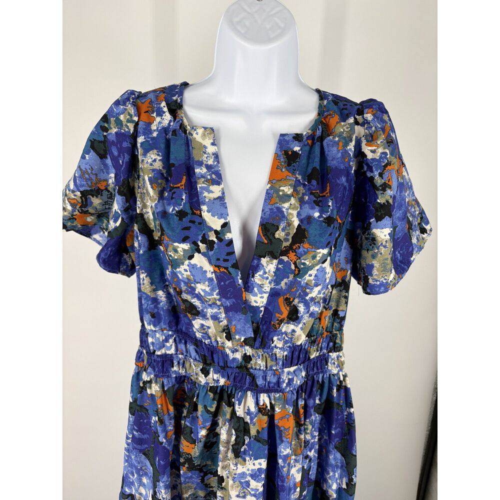NWT Anthropologie Blue Abstract Boho Floral Maxi Dress - Picture 3 of 6